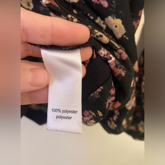 Maurices long sleeve sheer summer jacket Black Floral Full zip up size 3 plus - Picture 4 of 6